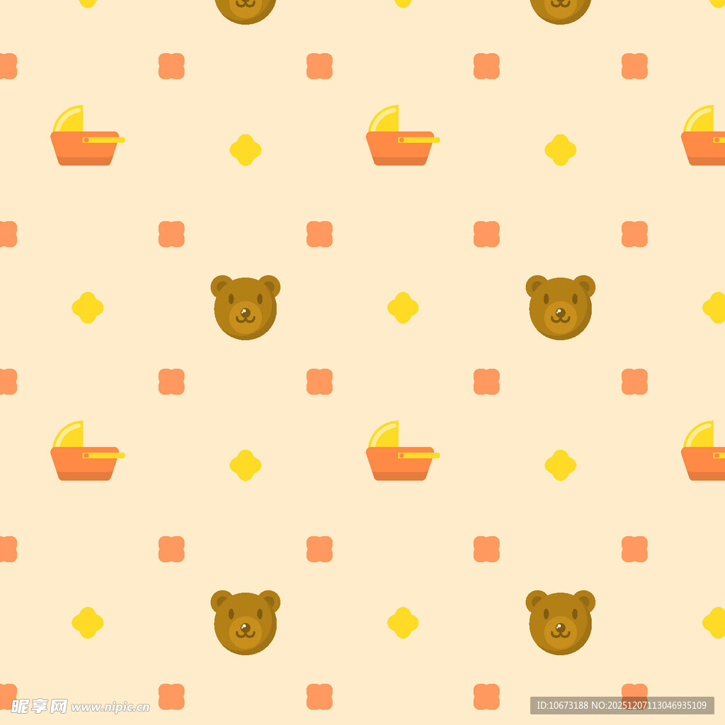 小熊餐具图案背景纹理
