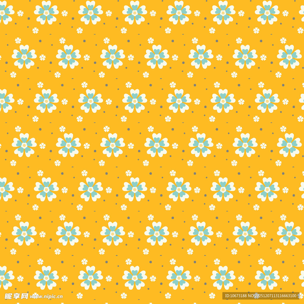 黄色底小花几何图案背景