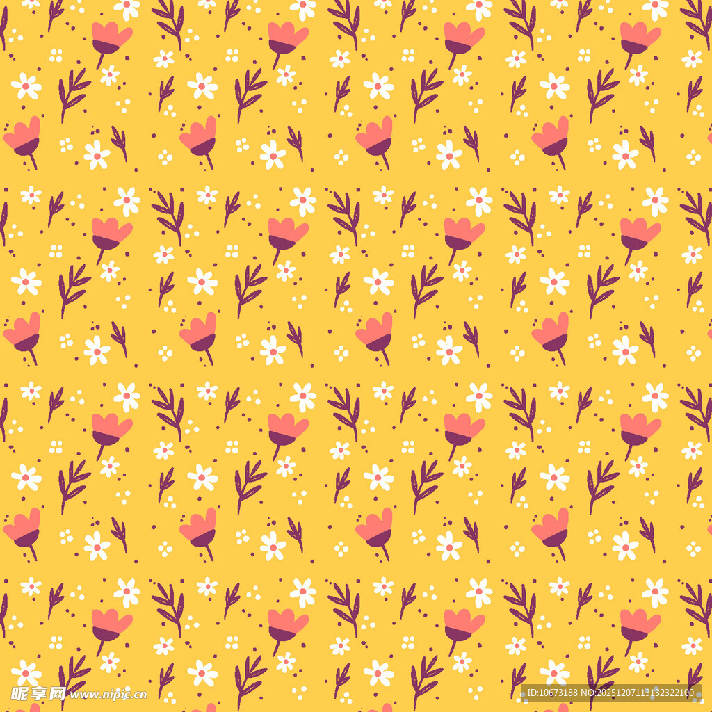 黄色花卉图案背景布料