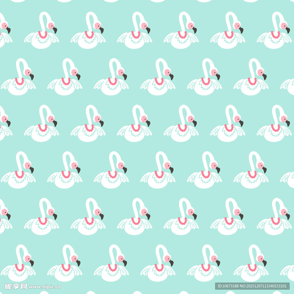 薄荷绿背景火烈鸟图案