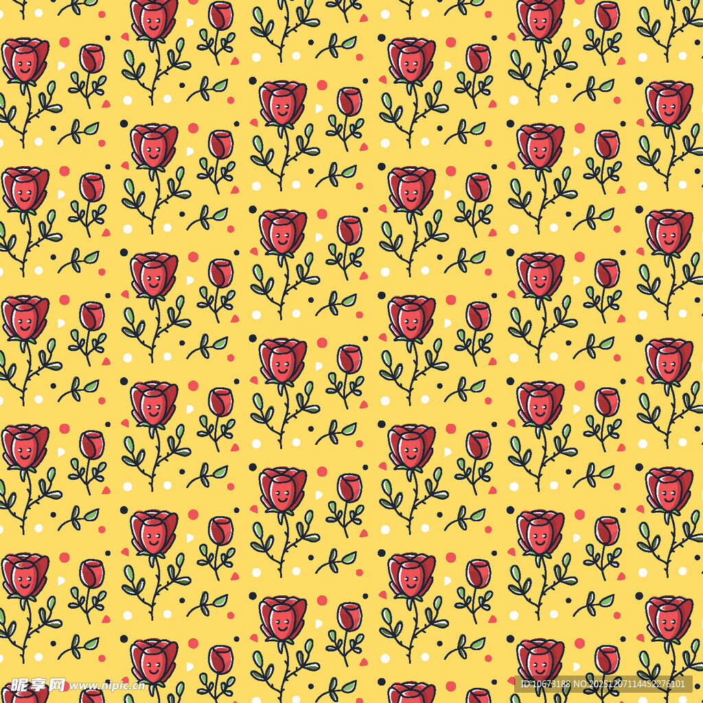 黄色背景玫瑰花卉图案