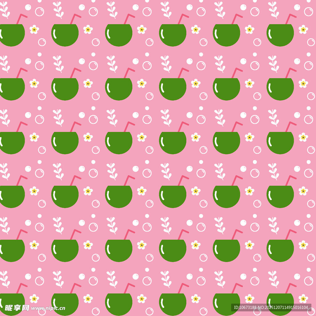 粉色背景上的绿色杯子图案