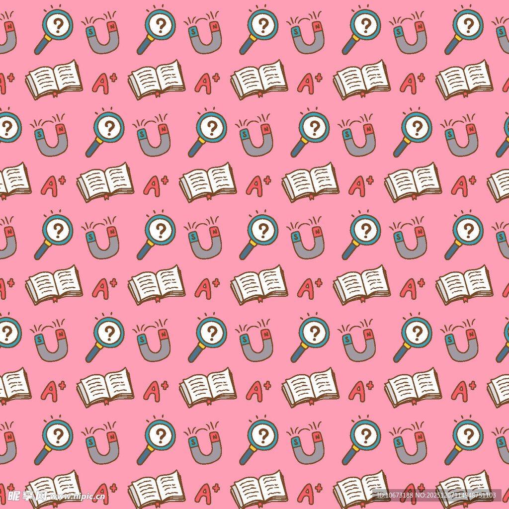粉色卡通图案无缝背景图