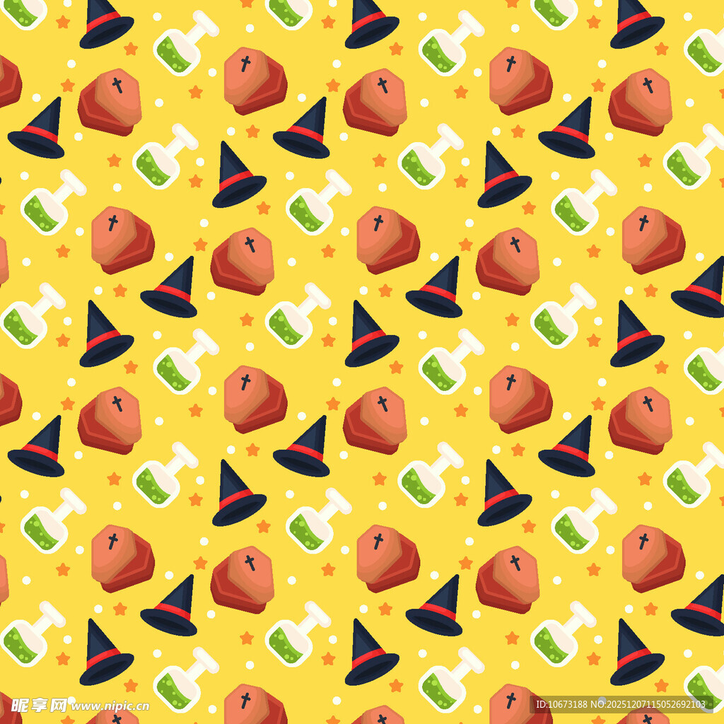 万圣节元素无缝图案背景