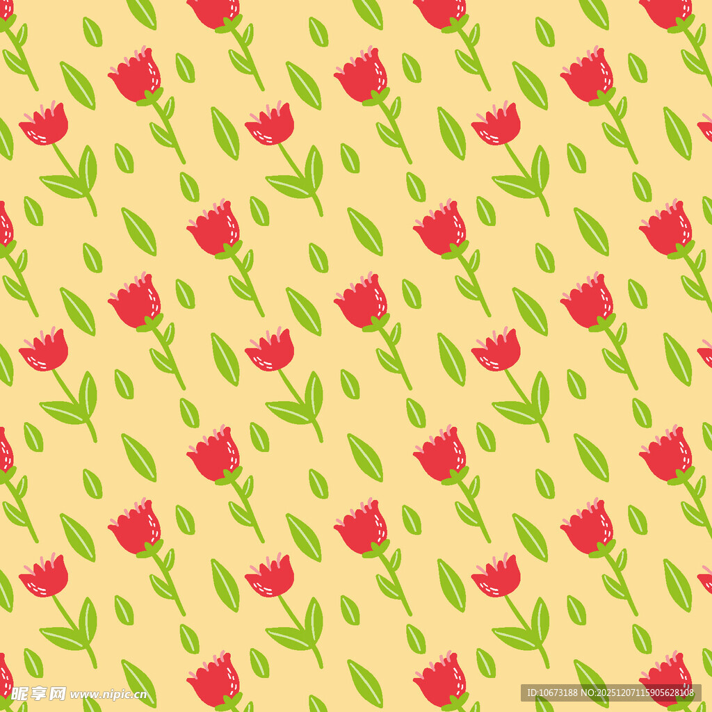 黄色背景玫瑰花图案