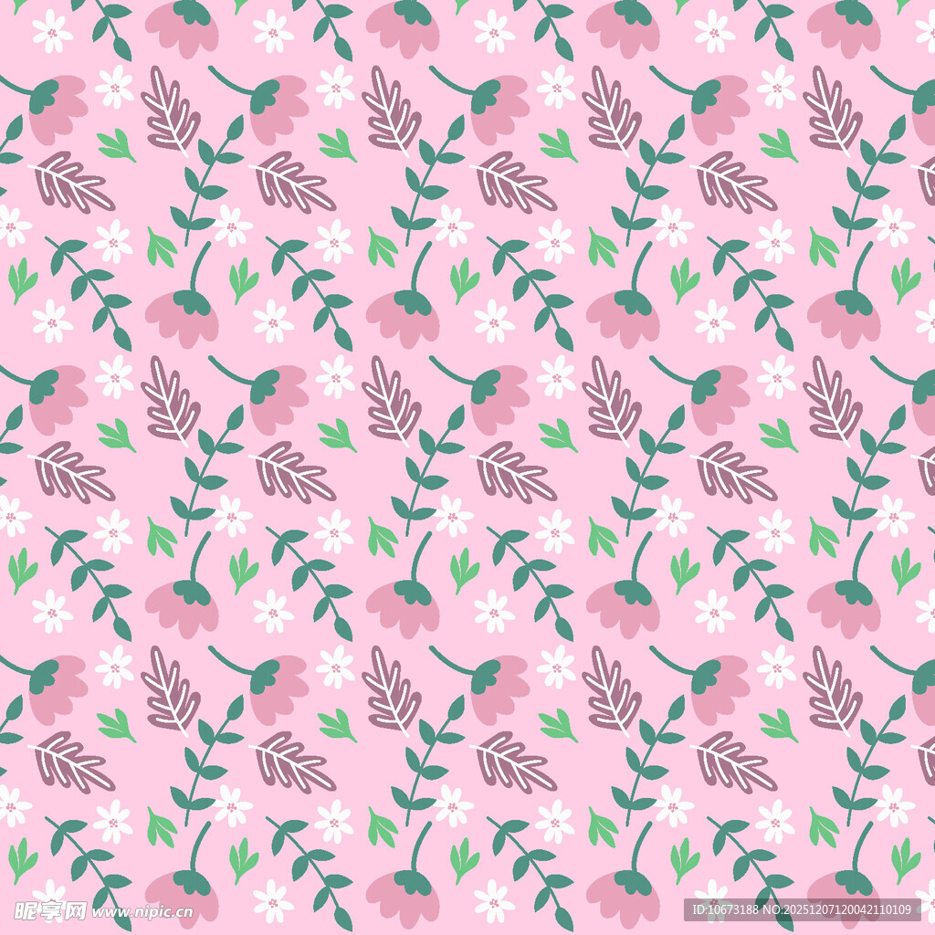 粉色花卉图案无缝背景