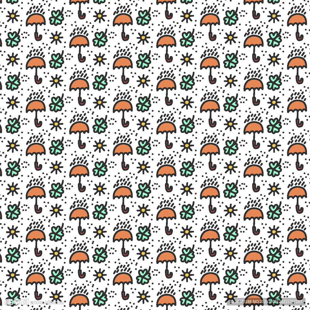 卡通蘑菇图案无缝背景图