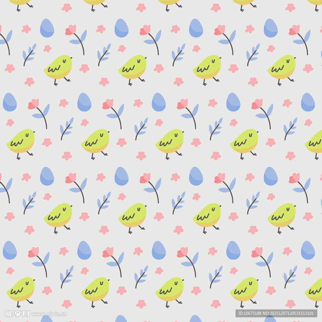 小鸡彩蛋图案的可爱背景