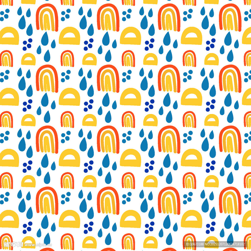 多彩雨云彩虹图案背景
