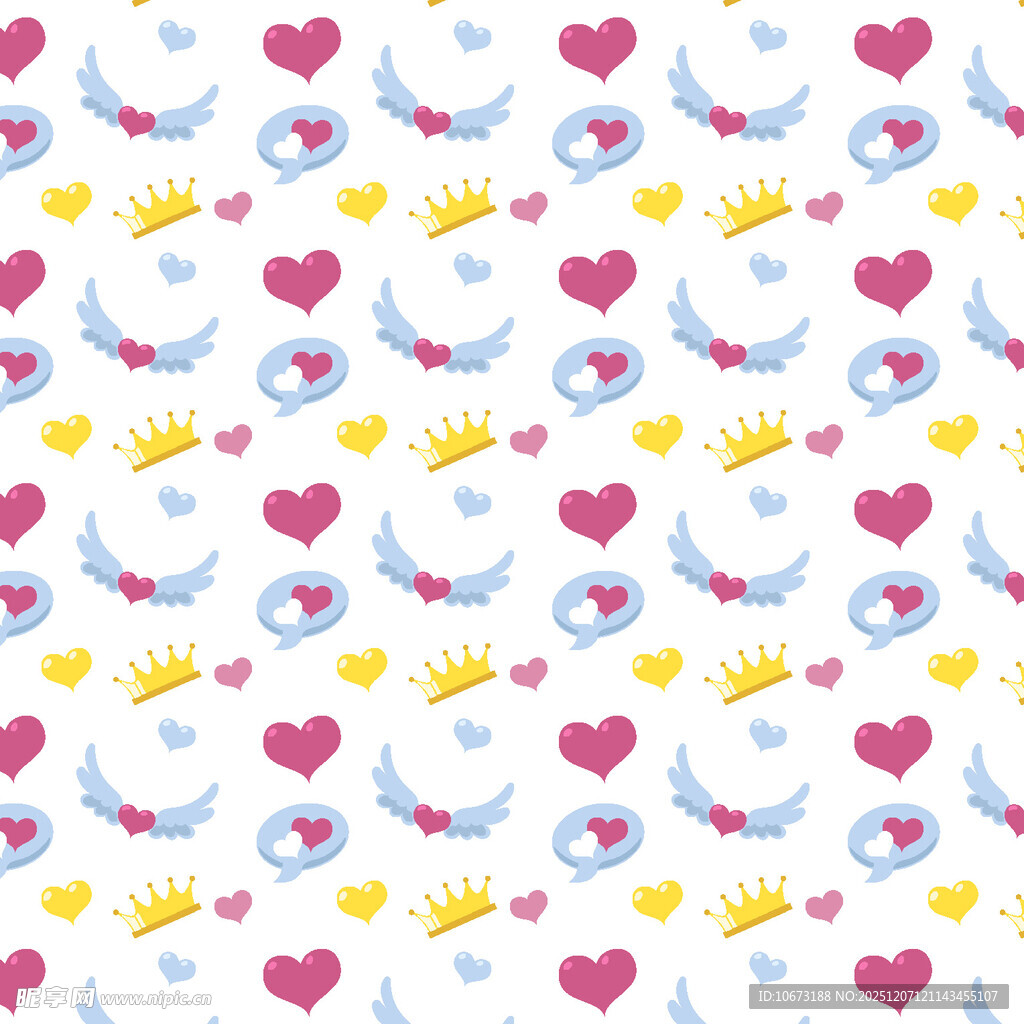 爱心皇冠翅膀图案背景