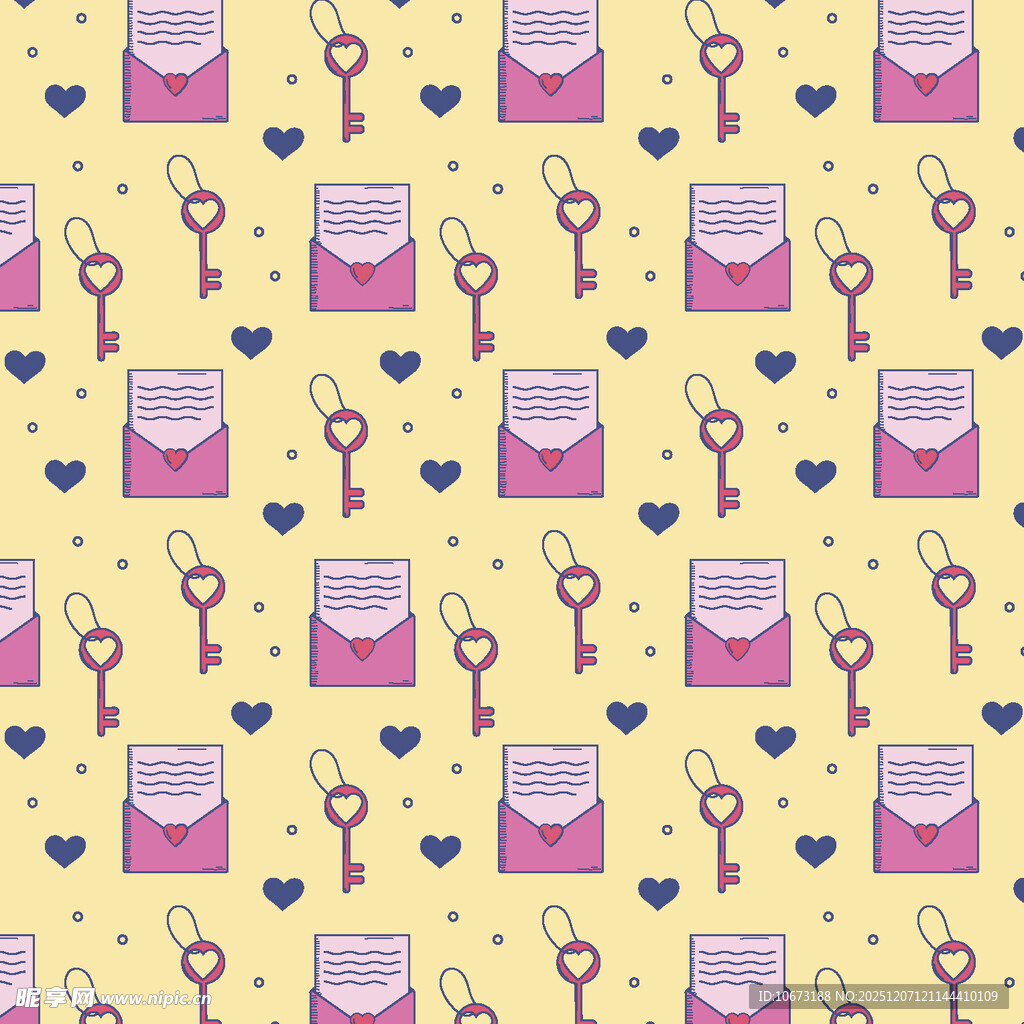 爱心钥匙信封图案背景