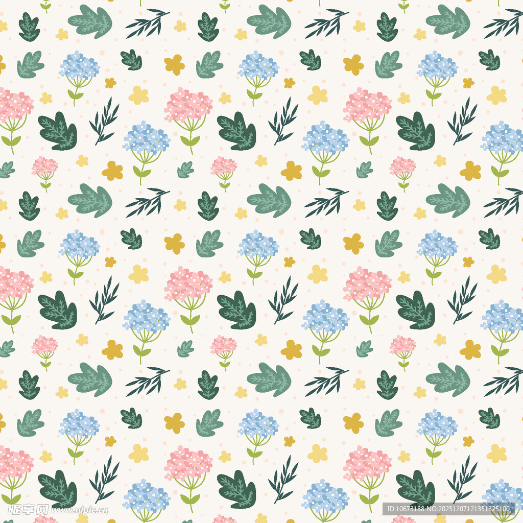 清新花卉植物图案背景