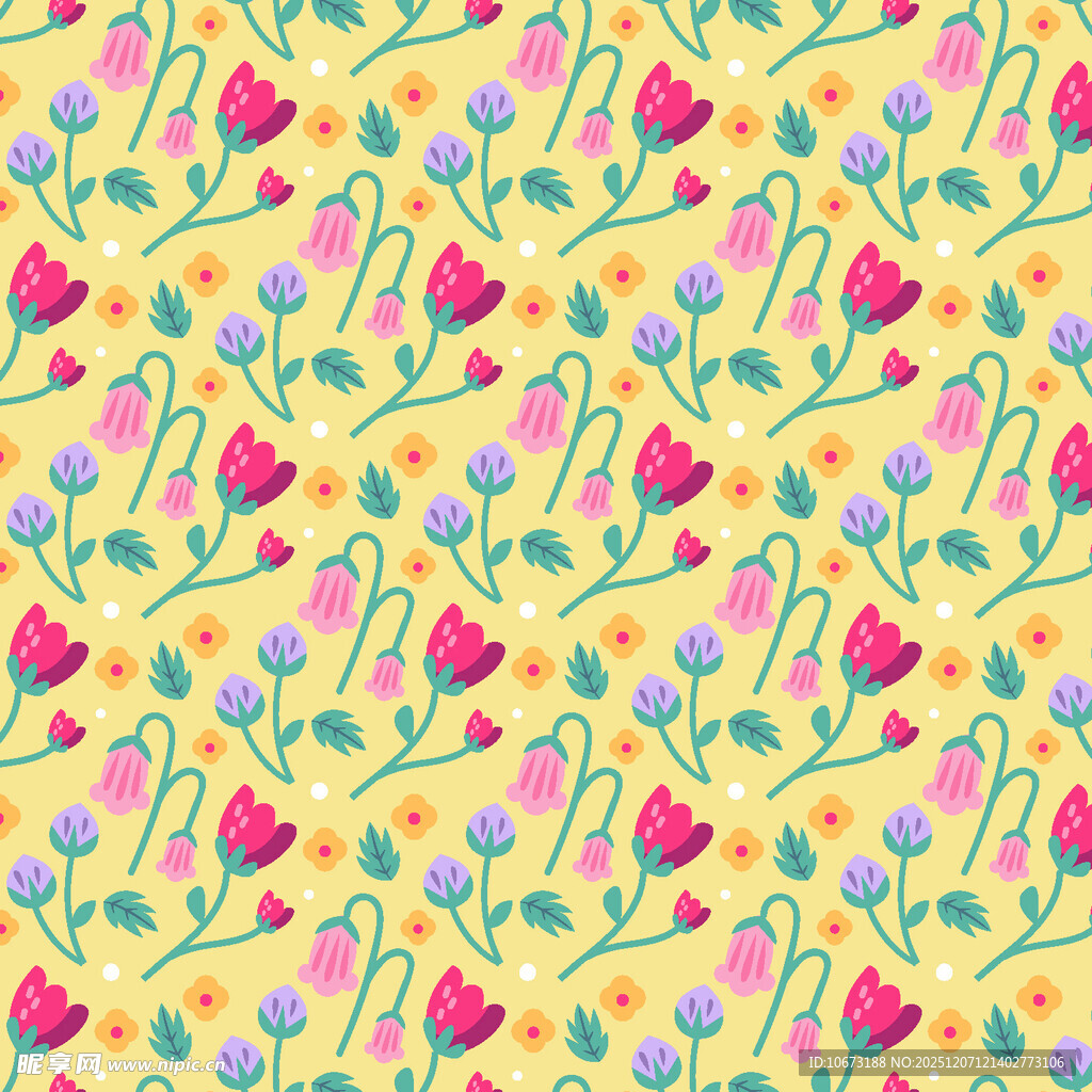 多彩花卉无缝图案背景