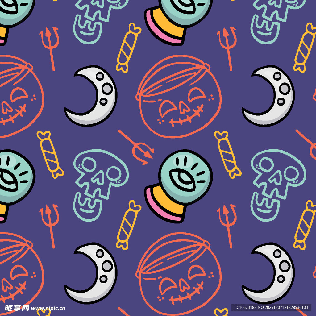 神秘奇幻卡通图案背景