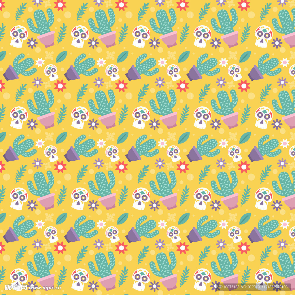 黄色仙人掌花卉图案背景