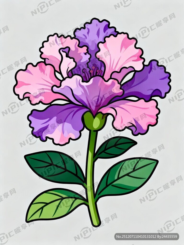 生成一个手绘紫薇花插画