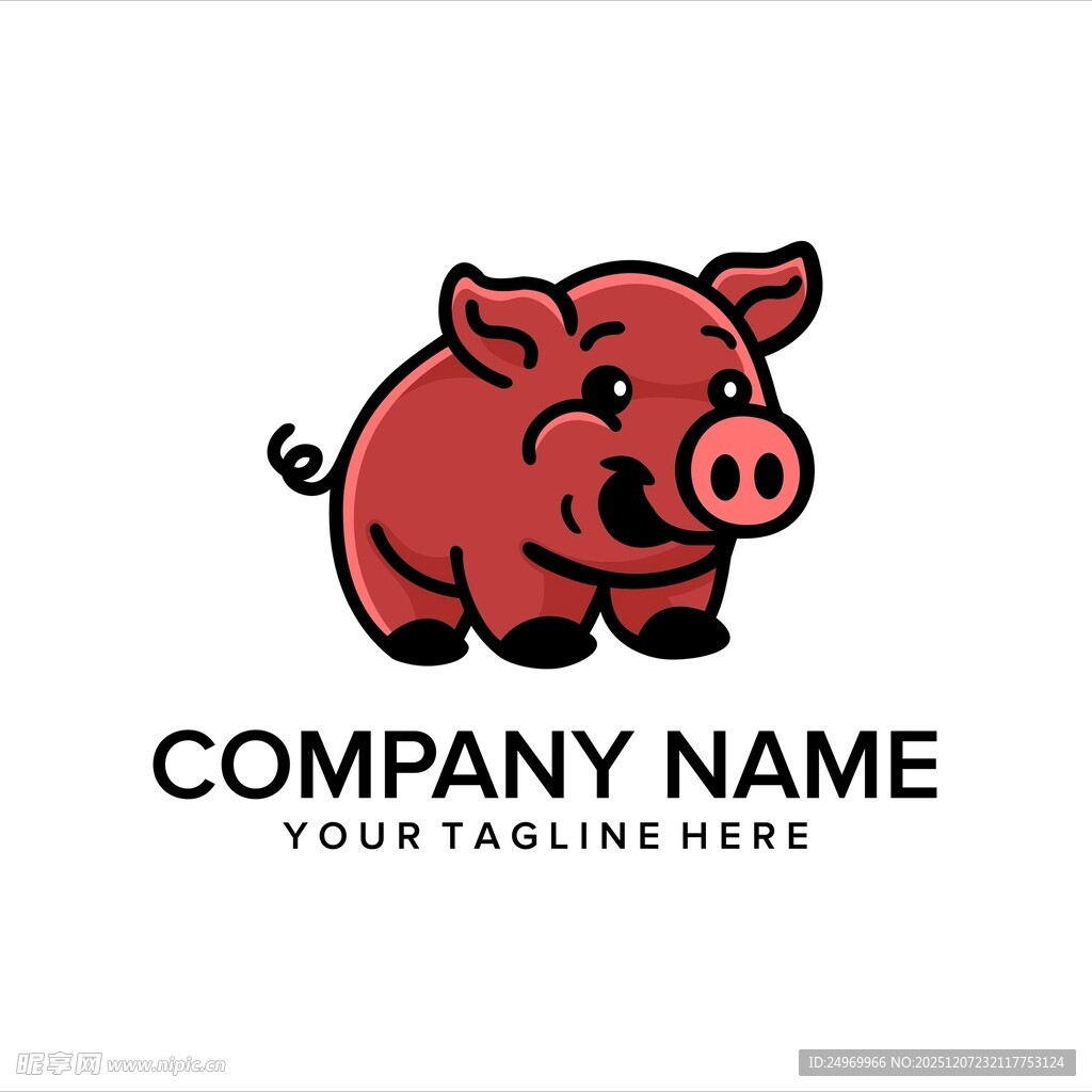 红色卡通小猪公司标志