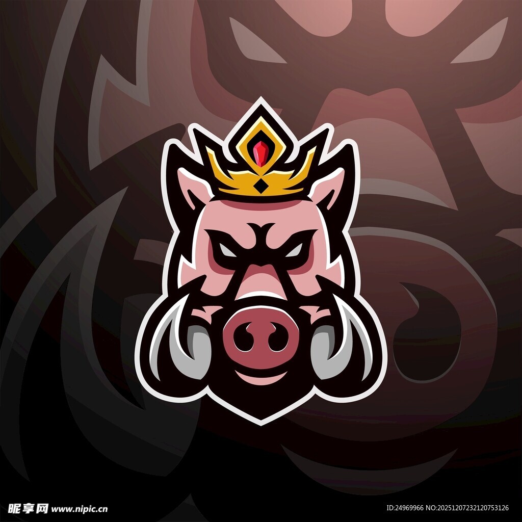 戴皇冠的野猪标志