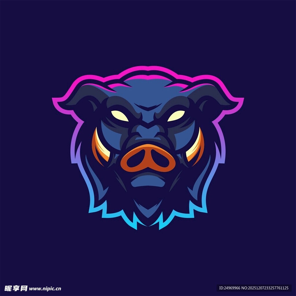 炫酷野猪头形象设计