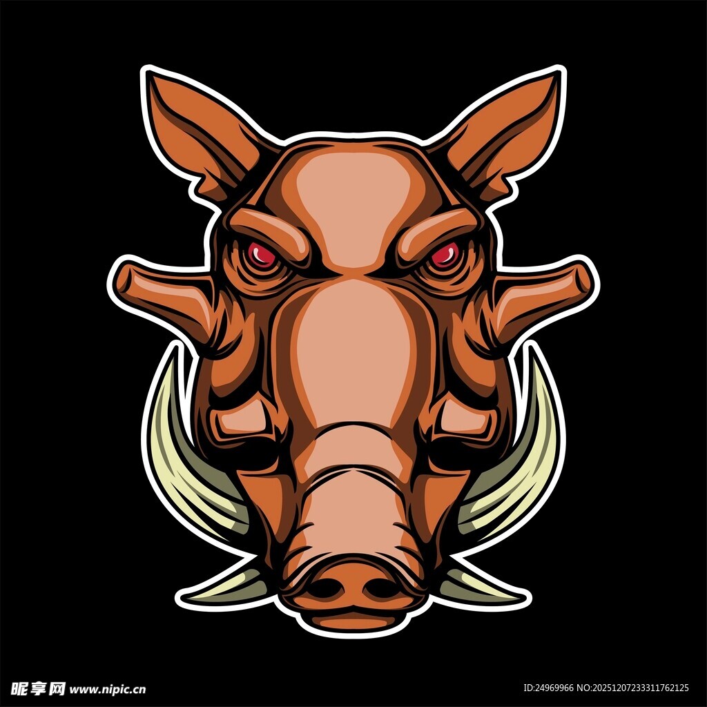 野猪头像插画