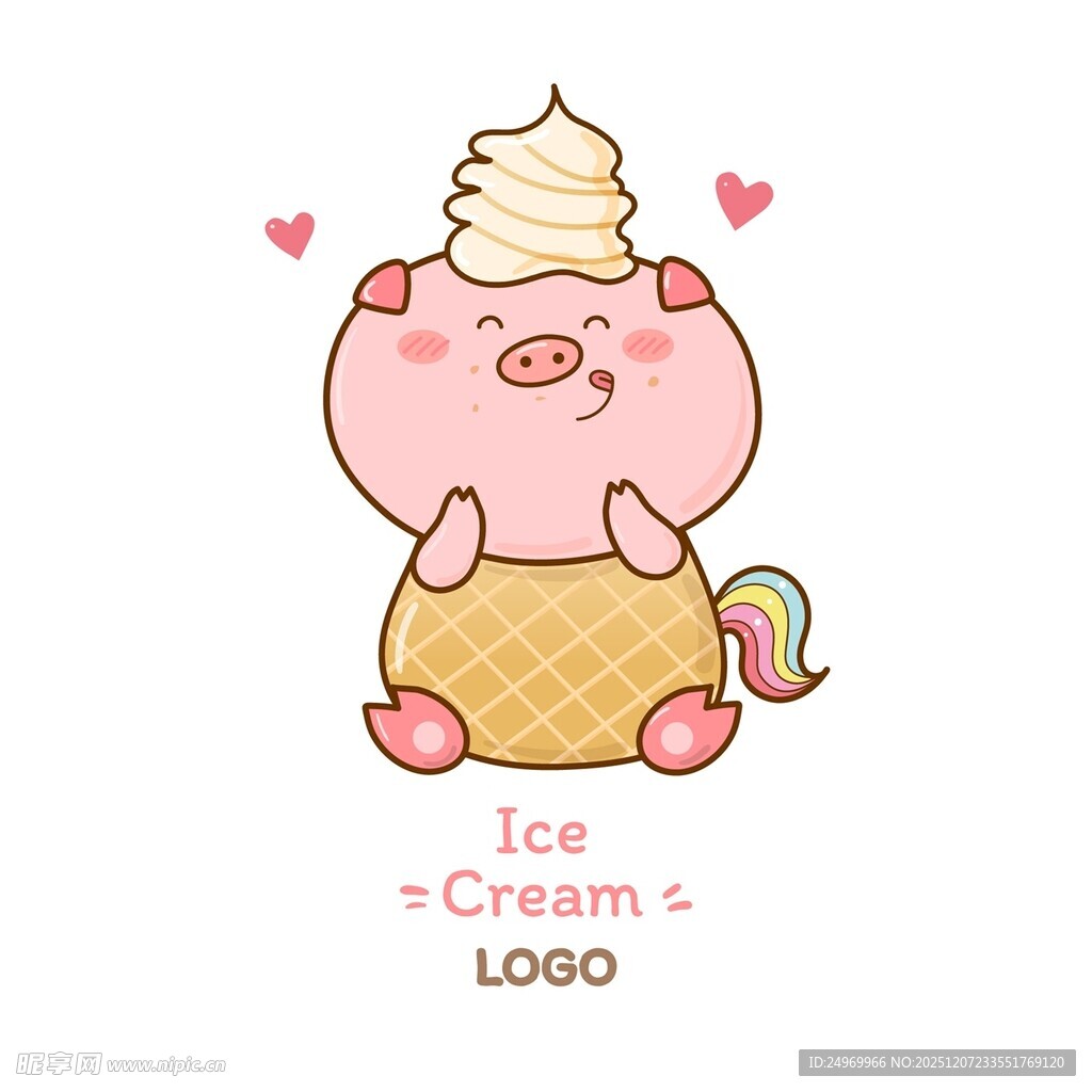 可爱小猪冰淇淋标志设计