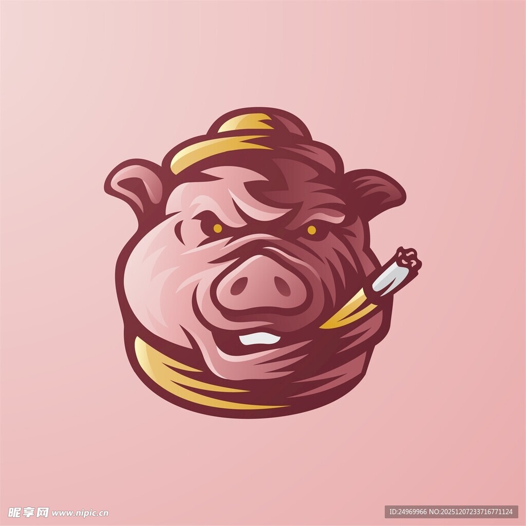 愤怒小猪叼雪茄形象