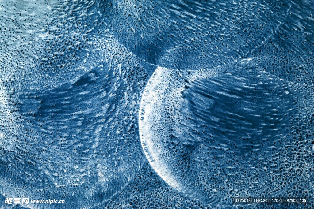 蓝色纹理冰块特写