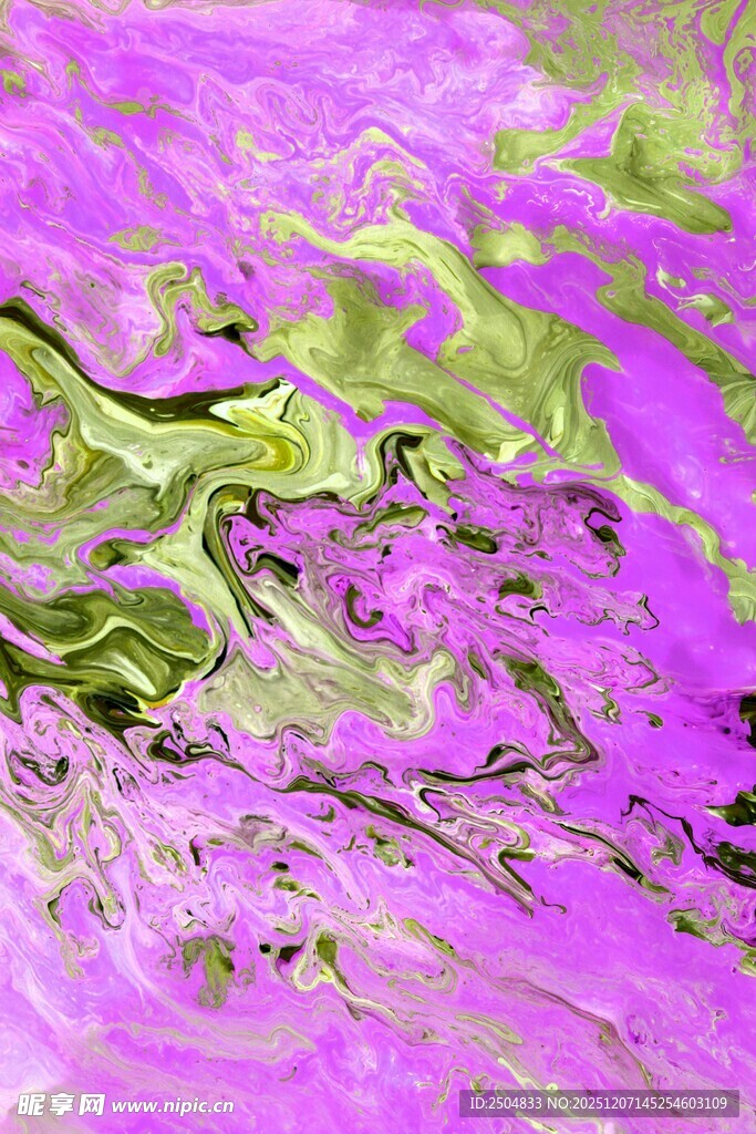 梦幻紫色绿色混合流体艺术