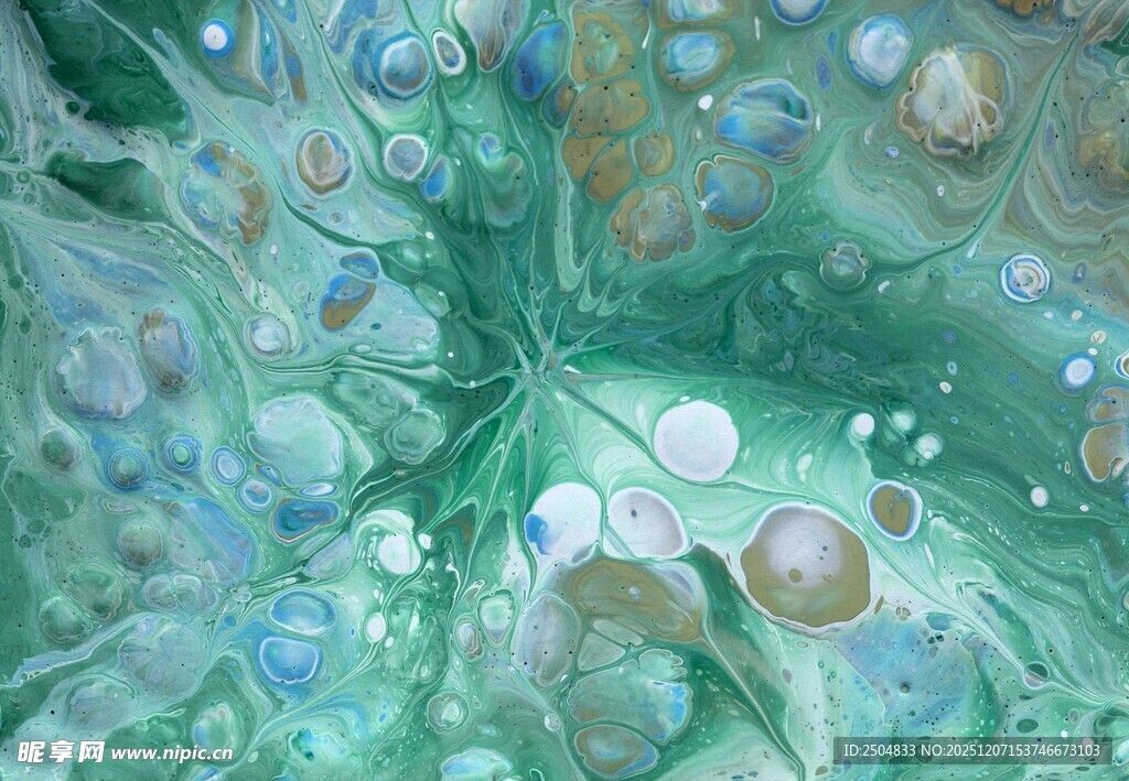 梦幻绿色气泡抽象艺术画面