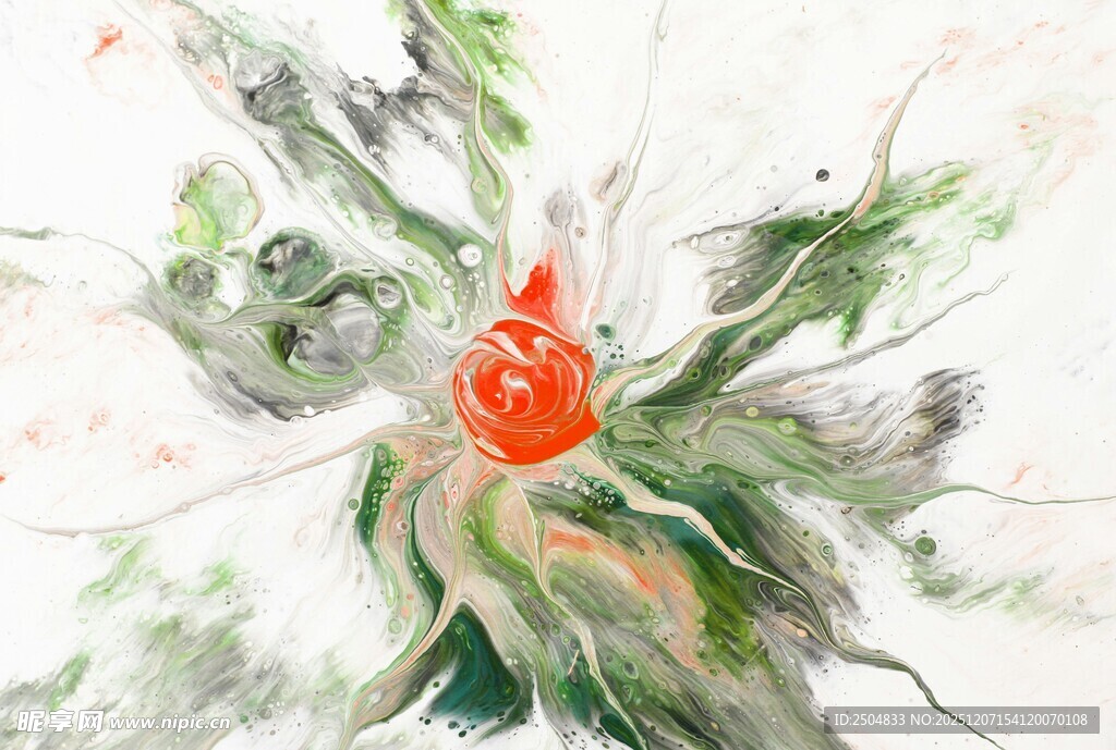 水墨风花卉艺术画作