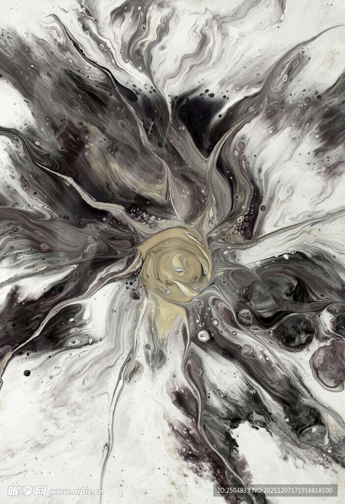 水墨风格抽象花卉图案