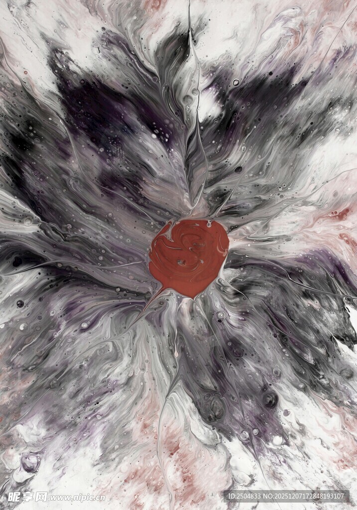 抽象水墨风格花朵图案