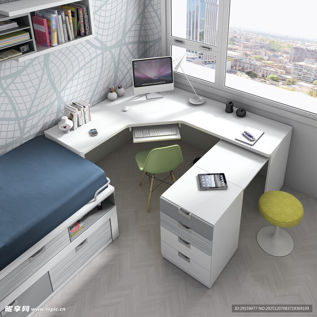 现代简约风转角书桌卧室