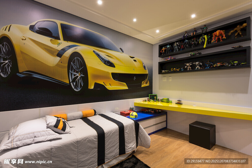 汽车主题卧室墙饰展示
