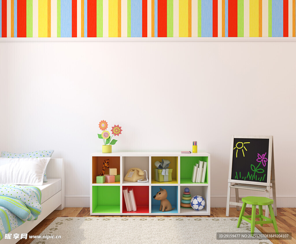 多彩儿童房的温馨书架