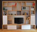 简约木质电视组合书架