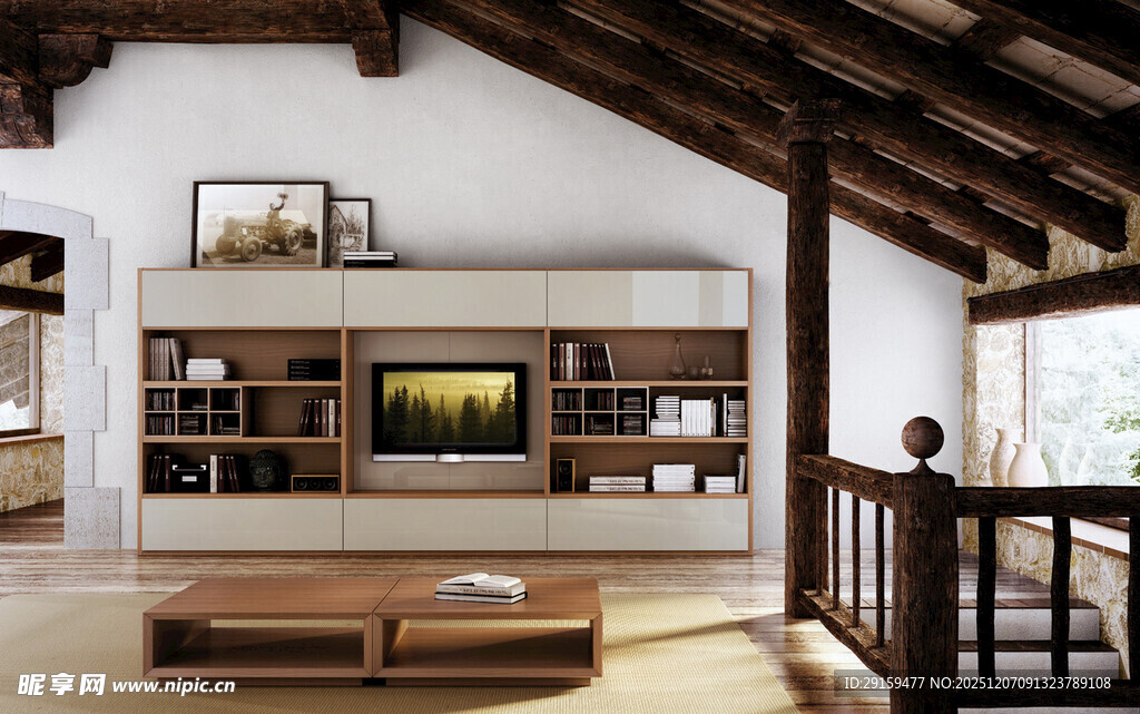 简约中式风客厅电视柜设计