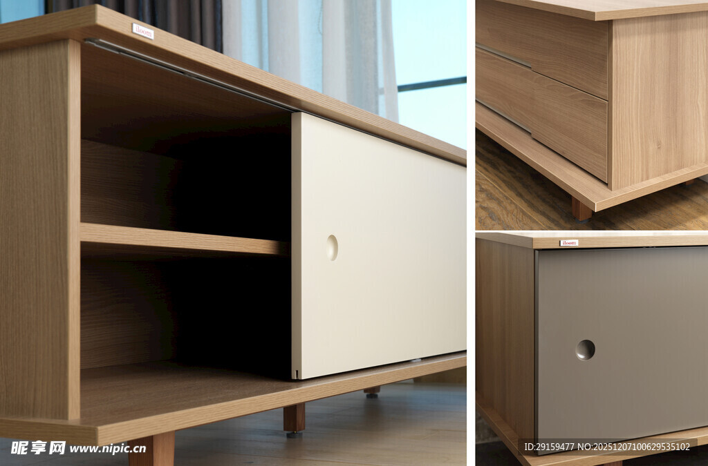简约木质储物柜细节展示