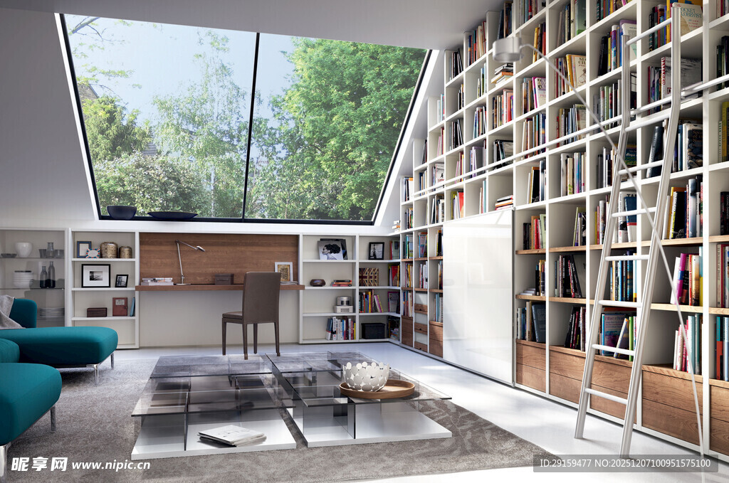 现代风格开放式书房空间