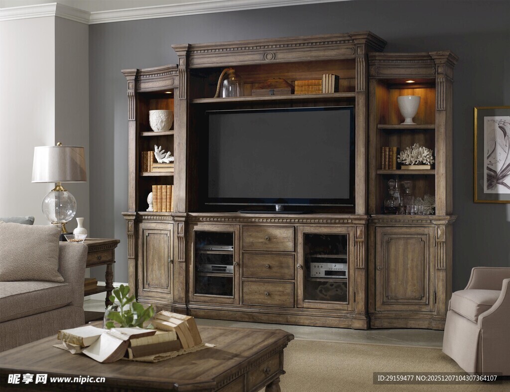 美式实木电视柜客厅场景