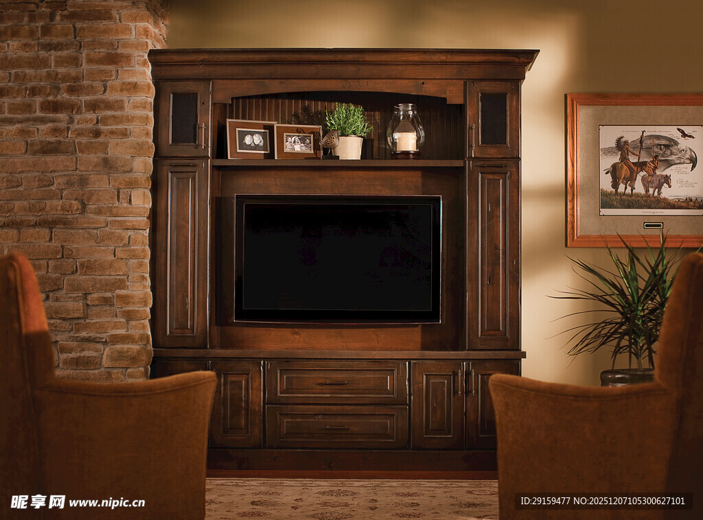 复古木质电视柜客厅场景