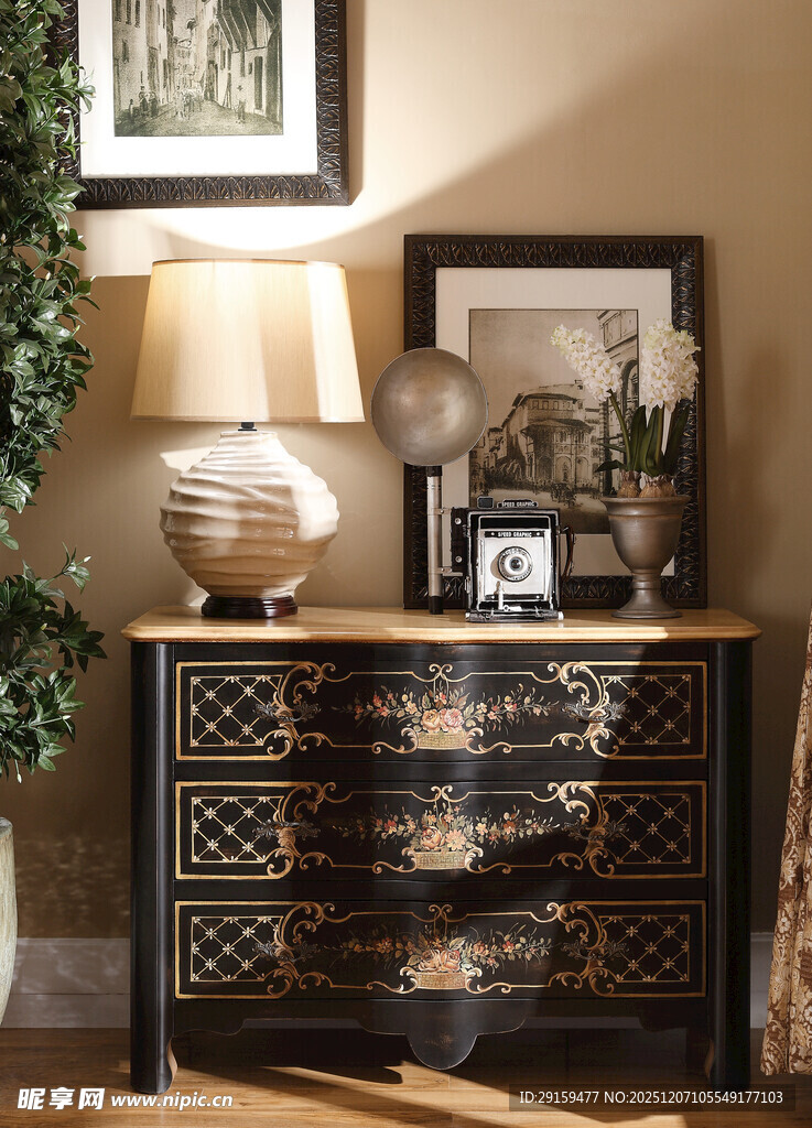 复古精美装饰柜摆放在室内