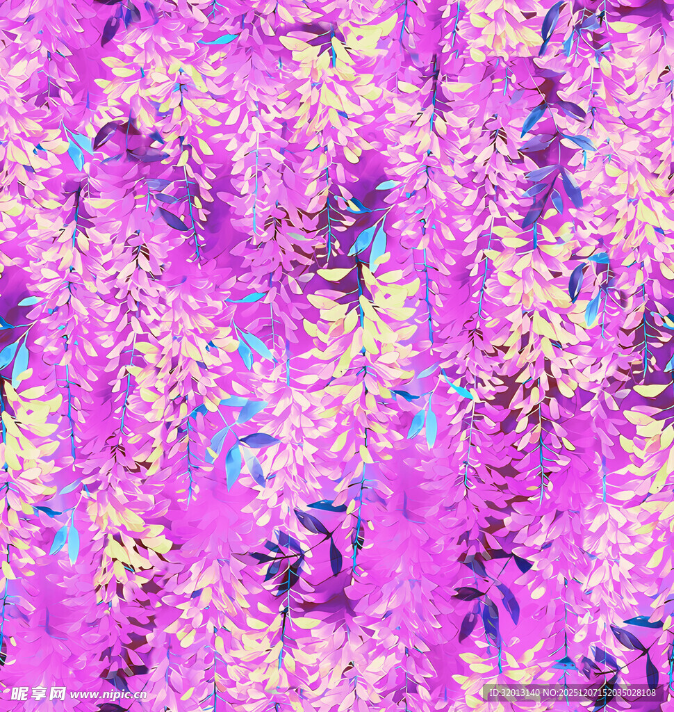 梦幻紫色花卉图案布料