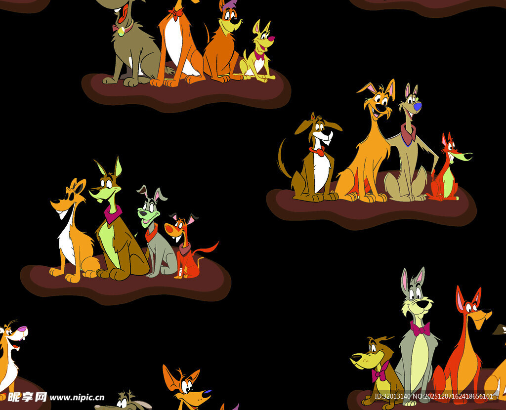 可爱动物图案无缝背景