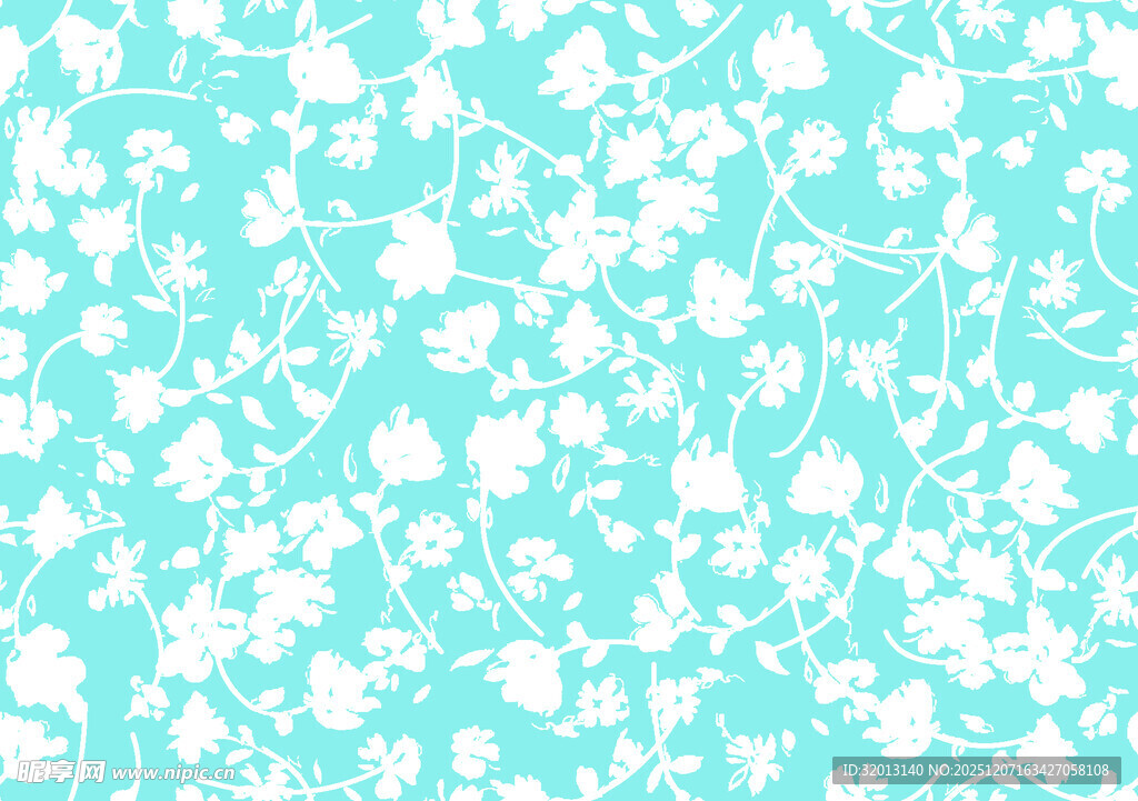 清新蓝白花卉图案背景