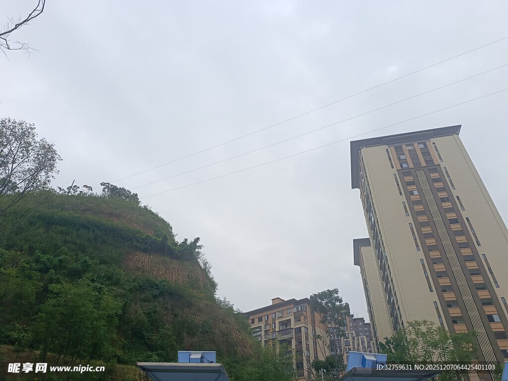 城市中依山而立的高楼