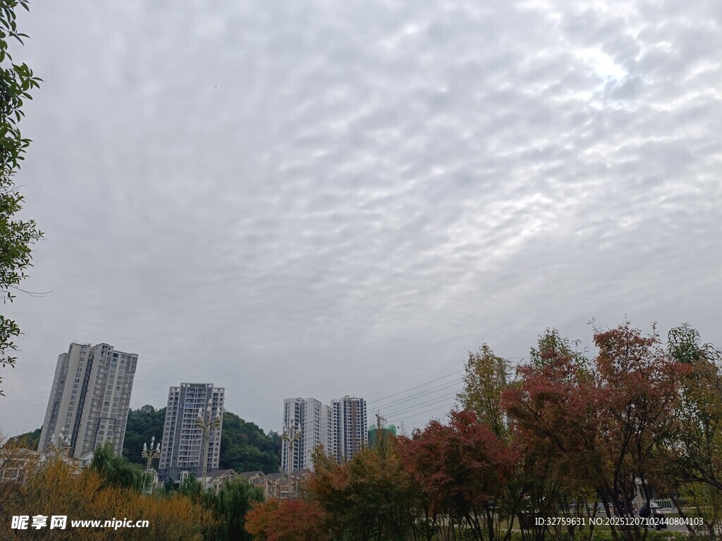 秋日城市上空的云层景观