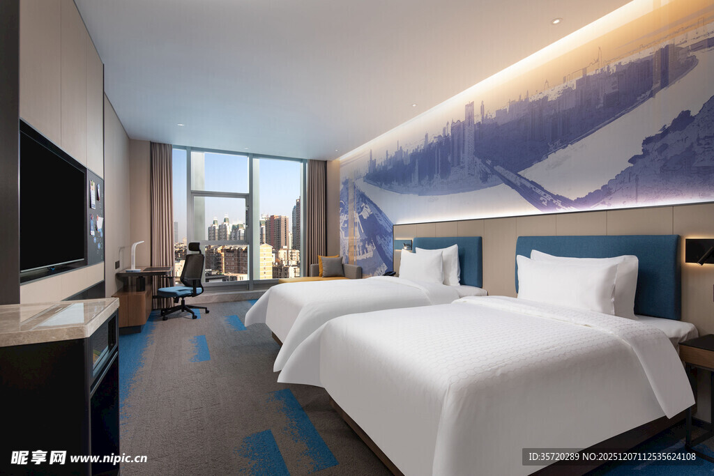 现代风格双床酒店客房