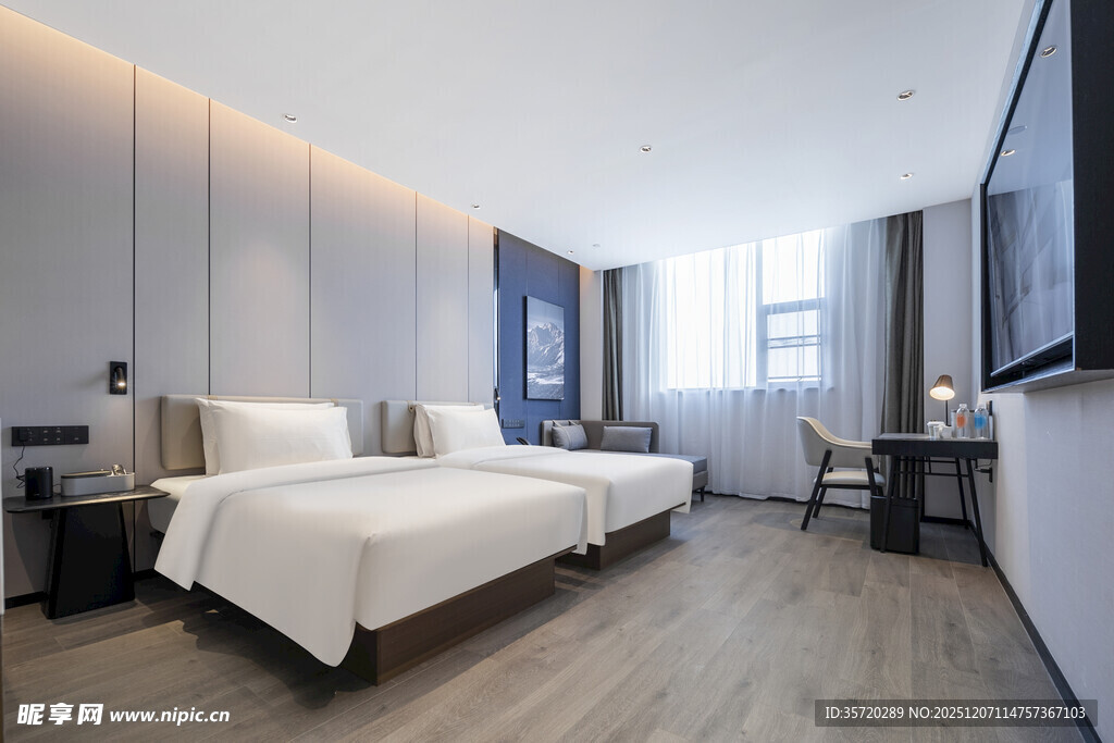 现代简约风格双床酒店客房
