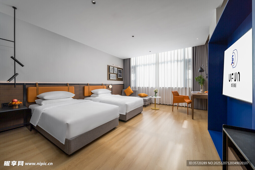 现代简约风格双床酒店客房